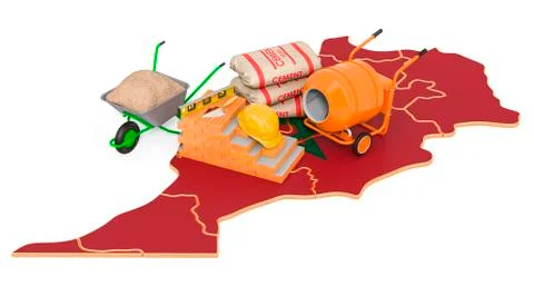 Construction and Building Materials in Morocco concept, 3D rendering Ilustración de archivo
