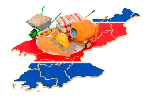 Construction and Building Materials in North Korea concept, 3D rendering Ilustración de archivo