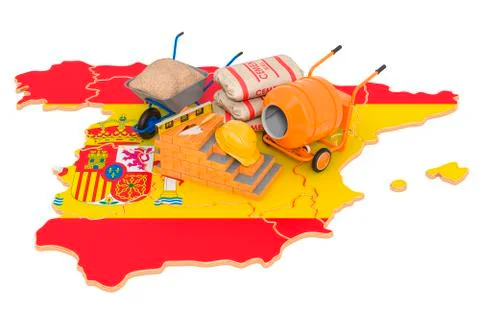 Construction and Building Materials in Spain concept, 3D rendering Ilustración de archivo
