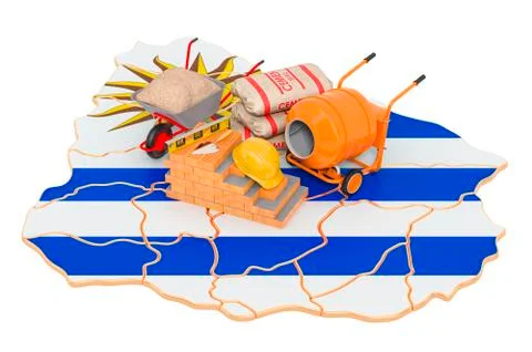 Construction and Building Materials in Uruguay concept, 3D rendering Ilustración de archivo