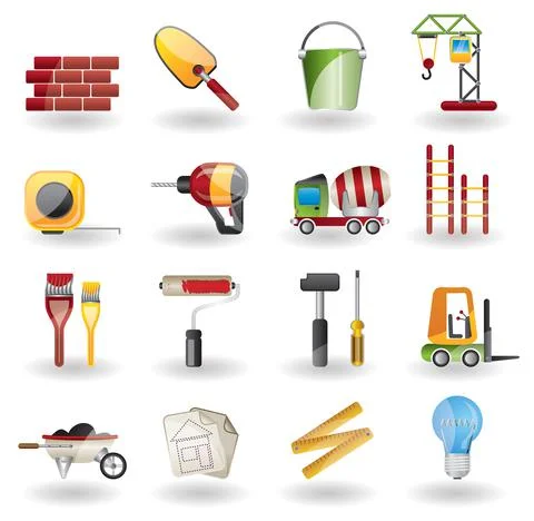 Construction and Building vector Icon Set Stock Illustration