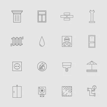 Construction and Development Line Style Vector Icon Set for Architecture or Web イラスト素材