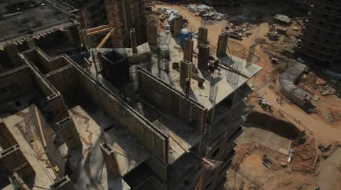 Construction and development of new areas . Creation of new jobs. Aerial shots. Video stock 45595785