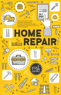 Construction and diy instruments, toolkit Ilustración de archivo