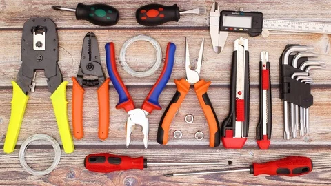 Construction and do it yourself tools move on work table - Stop motion 動画素材 124820531