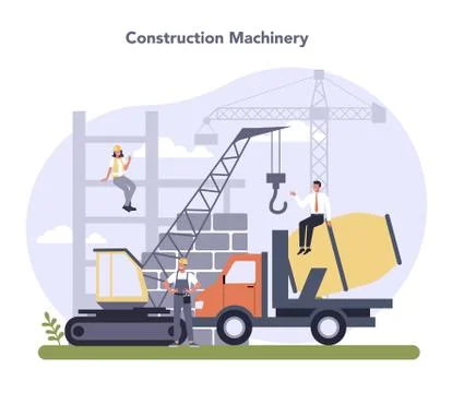 Construction and engineering industry. Building constraction technic. Stock Illustration