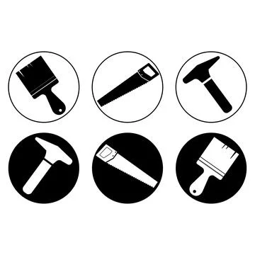 Construction and handyman tools vector icon set featuring dual style line a.. Stock Illustration