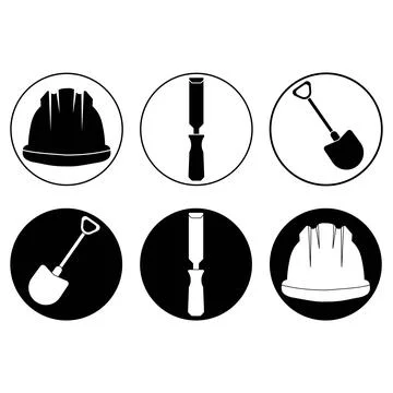 Construction and handyman tools vector icon set featuring dual style line a.. Stock Illustration