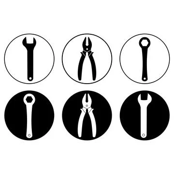 Construction and handyman tools vector icon set featuring dual style line a.. Stock Illustration