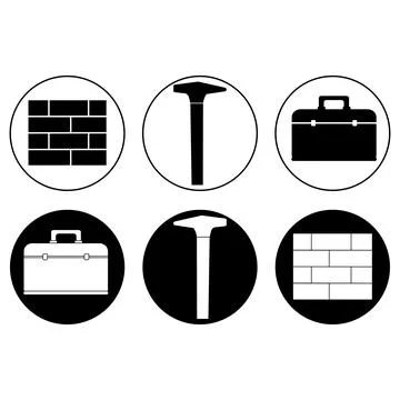 Construction and handyman tools vector icon set featuring dual style line a.. Stock Illustration