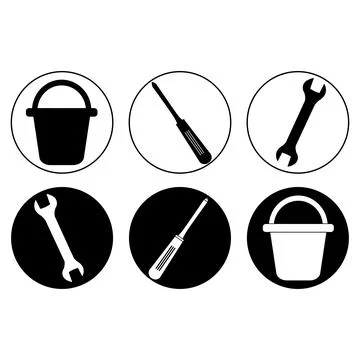 Construction and handyman tools vector icon set featuring dual style line a.. Stock Illustration