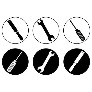 Construction and handyman tools vector icon set featuring dual style line a.. Stock Illustration