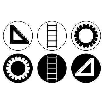 Construction and handyman tools vector icon set featuring dual style line a.. Stock Illustration