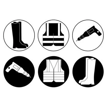 Construction and handyman tools vector icon set featuring dual style line a.. Stock Illustration