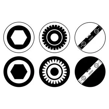 Construction and handyman tools vector icon set featuring dual style line a.. Stock Illustration
