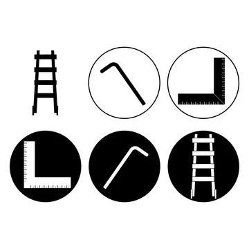 Construction and handyman tools vector icon set featuring dual style line a.. Stock Illustration