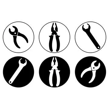 Construction and handyman tools vector icon set featuring dual style line a.. Stock Illustration
