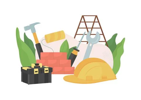 Construction and house improvement flat concept vector illustration Illustrazione stock