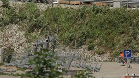 Construction and installation work, helicopter Stock Footage 73306199
