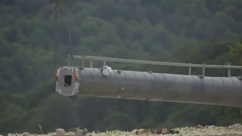 Construction and installation work, helicopter Stock Footage 73306895