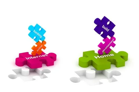 Construction and internet puzzles Stock Illustration