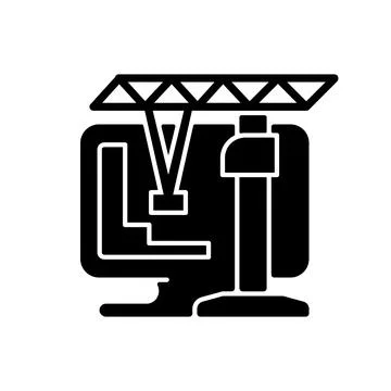 Construction and management simulation game black glyph icon 스톡 일러스트