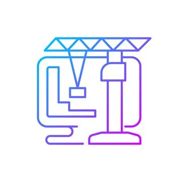Construction and management simulation game gradient linear vector icon Stock Illustration