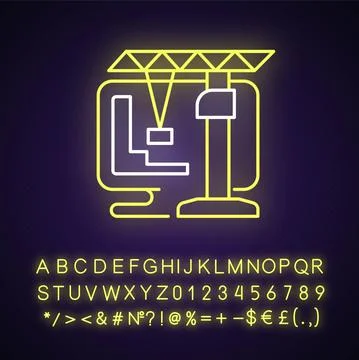 Construction and management simulation game neon light icon Stock-Illustration