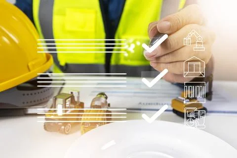 Construction and manufacturing project engineers must verify the accuracy, .. Stock Photos