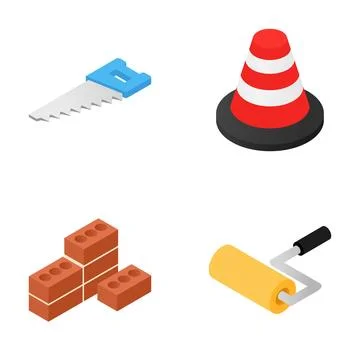 Construction and renovation tools isometric set Ilustración de archivo