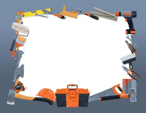 Construction and repair tools frame border Stock Illustration