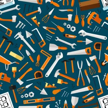 Construction and repair tools seamless wallpaper Stockillustratie