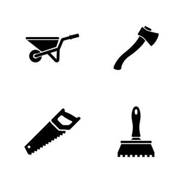 Construction and Repair Tools. Simple Related Vector Icons Stock Illustration