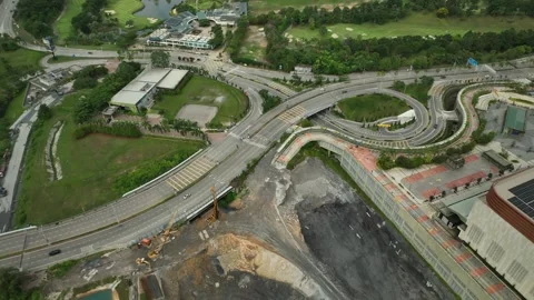 Construction and road changes in urban area observed from aerial view Stock Footage 311987116