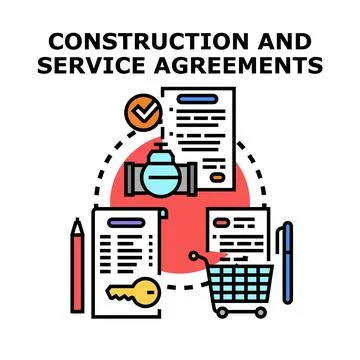Construction and service agreements concept illustration Stock Illustration