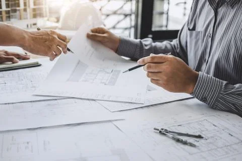 Construction and structure concept of Engineer or architect meeting for proje Stock Photos