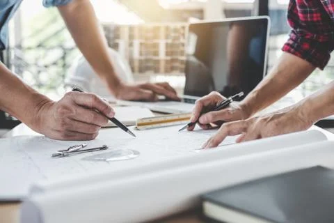 Construction and structure concept of Engineer or architect meeting for proje Stock Photos