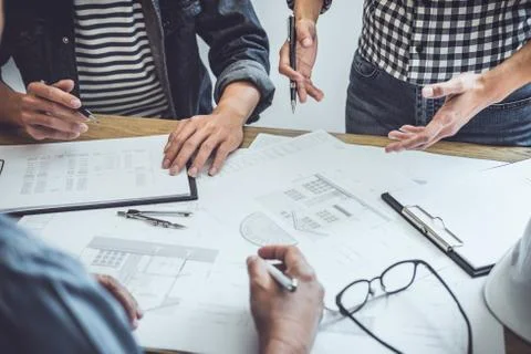 Construction and structure concept of Engineer or architect meeting for proje Stock Photos