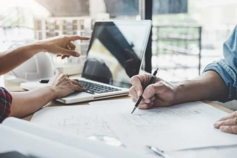 Construction and structure concept of Engineer or architect meeting for proje Stock Photos