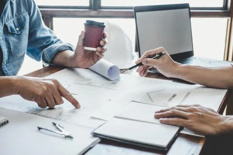 Construction and structure concept of Engineer or architect meeting for proje Stock Photos