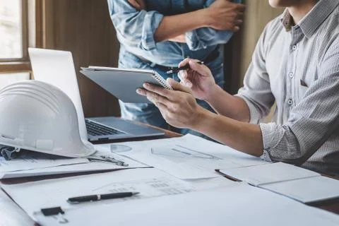 Construction and structure concept of Engineer or architect meeting for proje Stock Photos