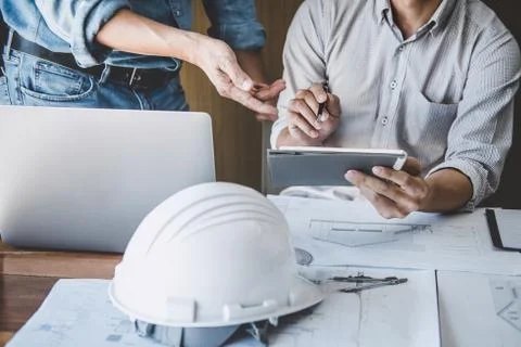 Construction and structure concept of Engineer or architect meeting for proje Stock Photos