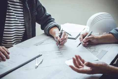 Construction and structure concept of Engineer or architect meeting for proje Stock Photos