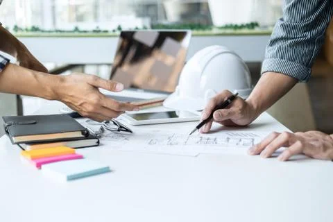 Construction and structure concept of Engineer or architect meeting for proje Stock Photos