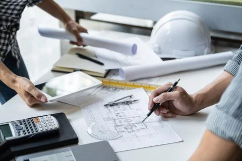 Construction and structure concept of Engineer or architect meeting for proje Stock Photos
