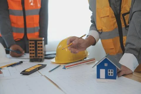 Construction and structure concept of Engineer or architect meeting for pro.. Stock Photos