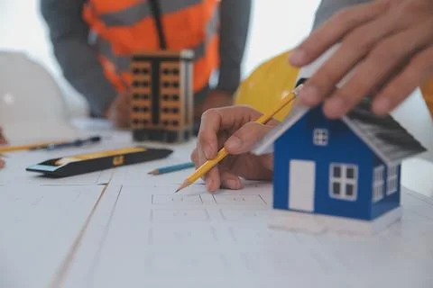 Construction and structure concept of Engineer or architect meeting for pro.. Stock Photos