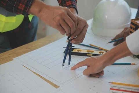 Construction and structure concept of Engineer or architect meeting for pro.. Stock Photos
