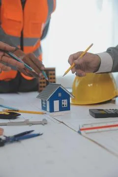 Construction and structure concept of Engineer or architect meeting for pro.. Stock Photos