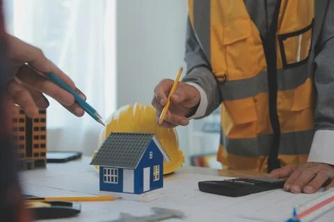 Construction and structure concept of Engineer or architect meeting for pro.. Stock Photos